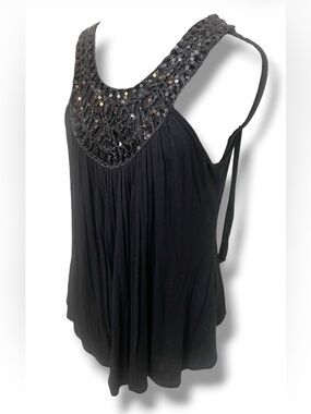 H&M Black Sequin-Embellished Scoop Neck Camisole